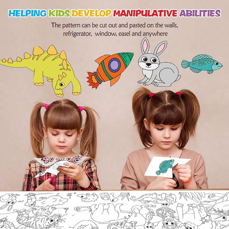 Vamotto Large Size Coloring Paper Roll for Kids  Toddler Drawing Paper Roll DIY Sticky Wall Painting Color Filling Paper 120 * 15 Inch (Animal & Princess) - Image 5